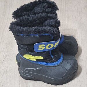 SOREL Kids Toddler Size 5 Snow Commander Boots Winter Waterproof Blue Black